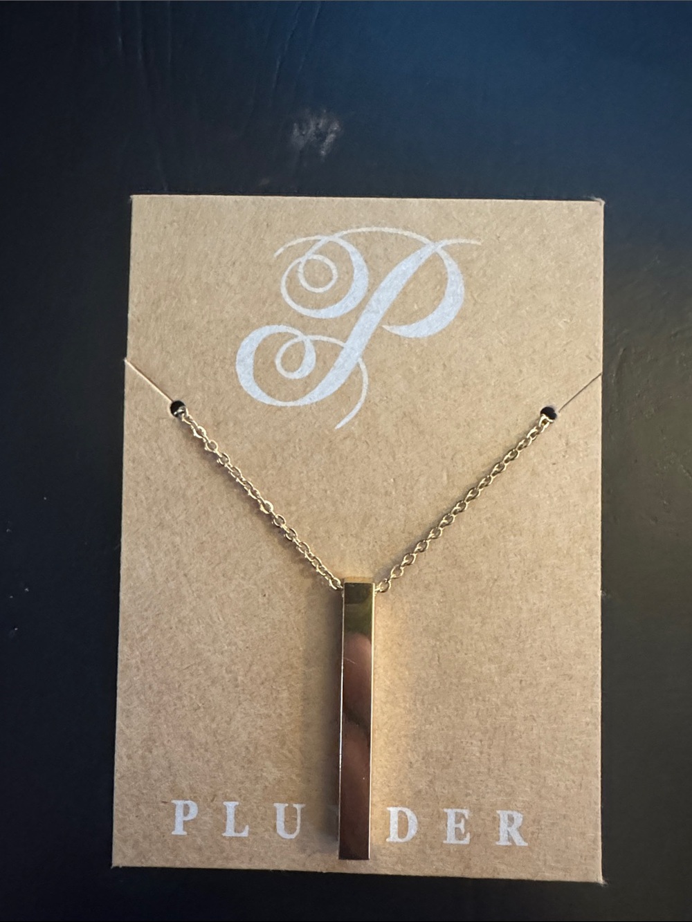 Plunder Gold Vertical Bar Pendant Necklace - Gold